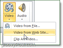 Option "Video von Website" in PowerPoint 2010