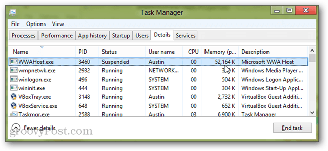 Task-Manager WWAhost.exe