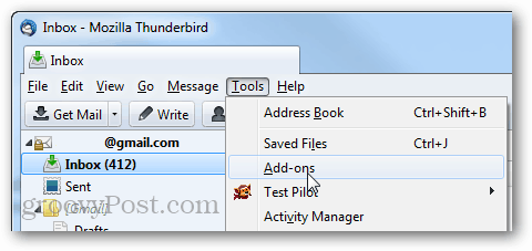Thunderbird Tools> Add-Ons