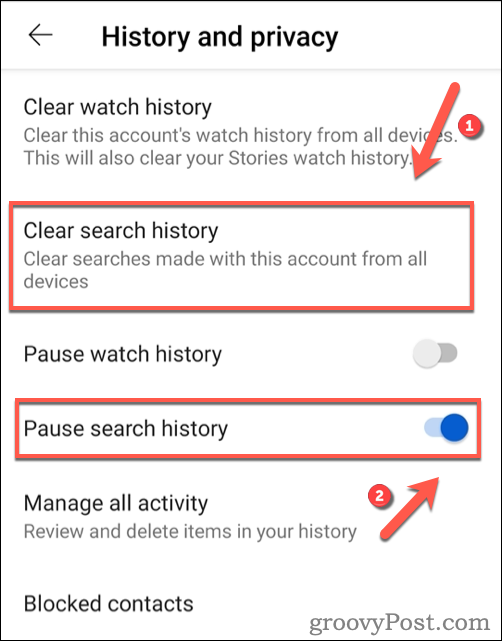 Löschen des YouTube-Suchverlaufs auf Android