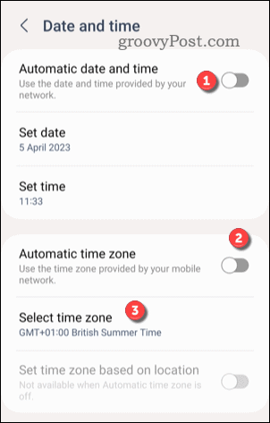 Legen Sie eine benutzerdefinierte Zeitzone auf Android fest