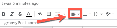 Auswahl des horizontalen Ausrichtungswerkzeugs in Google Sheets