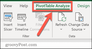 Pivot-Tabellen-Registerkarte in Excel