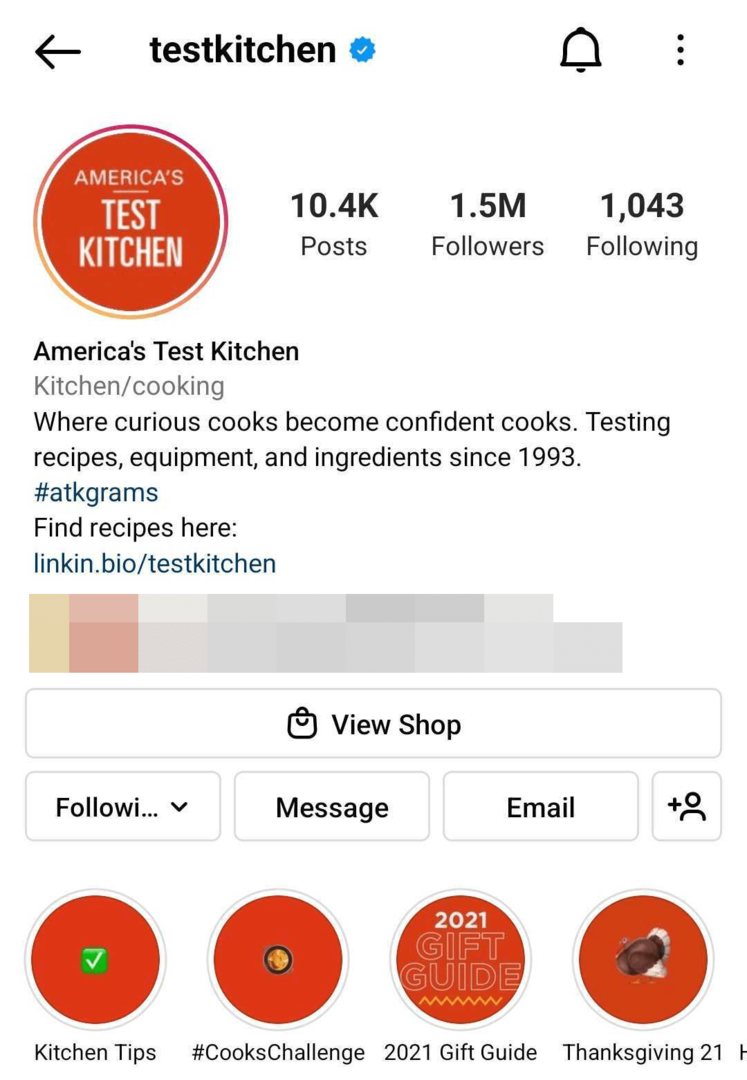 Bild des Instagram-Unternehmensprofils, optimiert für die Suche