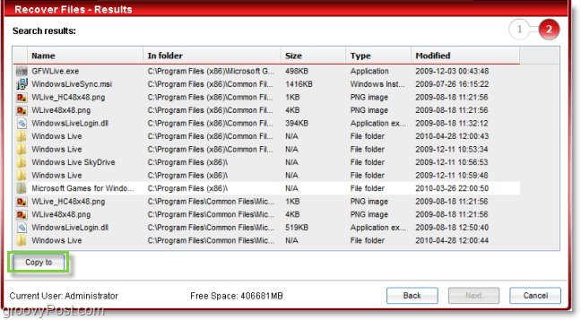 Wählen Sie aus, welche Ordner die Comodo-Zeitmaschine wiederherstellen soll. Sie kann viel bewirken