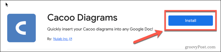 Installieren des cacoo-Add-ons in Google Docs