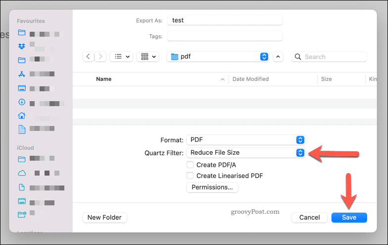 Reduzieren der Größe einer PDF-Datei mit der Vorschau auf dem Mac