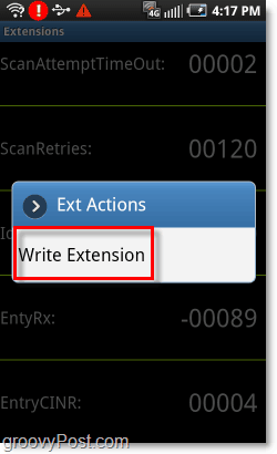 Schreibe eine Erweiterung unter Leerlauf auf Epic 4g oder Evo 4g