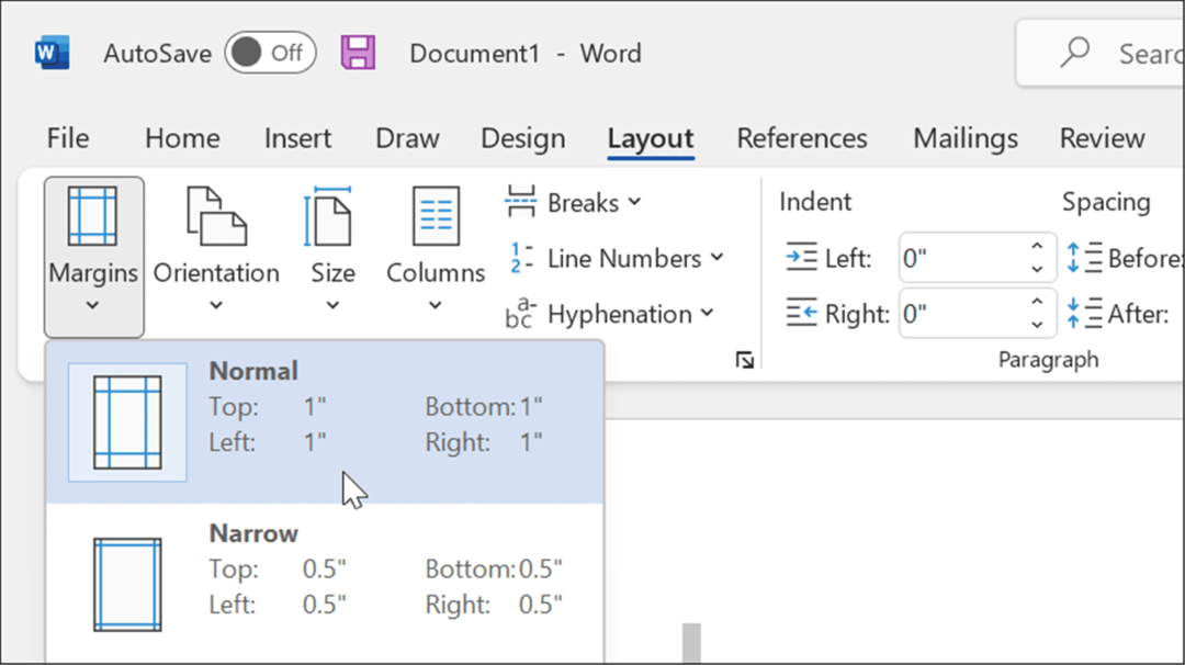 Layout-Ränder formatieren im APA-Stil in Microsoft Word