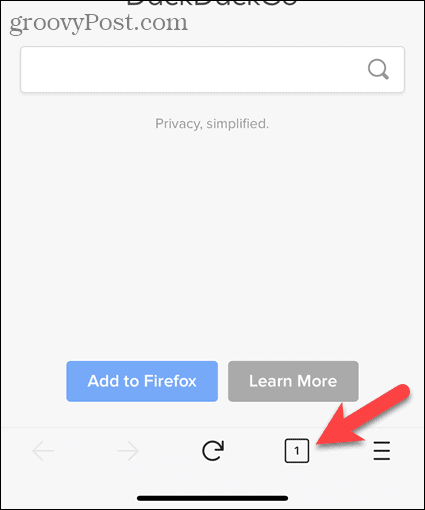 Tippen Sie in Firefox für iOS auf die Registerkarte