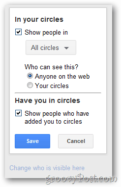 Konfiguration für Google + Profilkreisanzeige