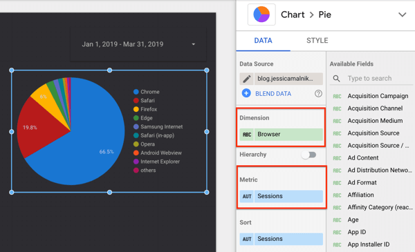 Verwenden Sie Google Data Studio, Schritt 20.