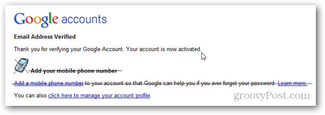 E-Mail-Adresse des Google-Kontos überprüft