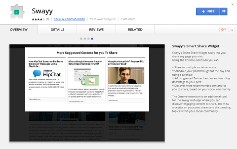 Swayy verfügt außerdem über eine Google Chrome-Erweiterung, mit der Sie auf einfache Weise Inhalte entdecken können.