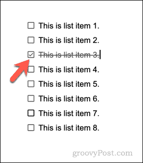 Eine Beispiel-Checkliste in Google Docs
