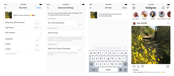 Instagram fügt zwei neue Eingabehilfen hinzu, mit denen sehbehinderte Benutzer auf die auf der Plattform freigegebenen Fotos und Videos zugreifen können.