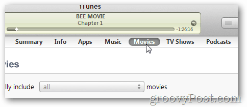 Klicken Sie in iTunes auf die Schaltfläche Filme