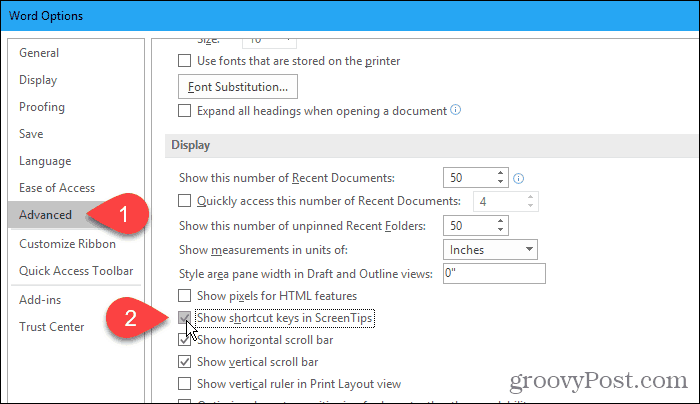 Zeigen Sie Tastenkombinationen in QuickInfos in Word an