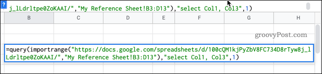 vollständige Formel in Google Sheets