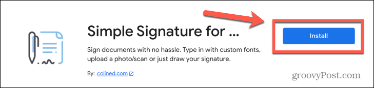 Google Docs installiert einfaches Signatur-Add-On