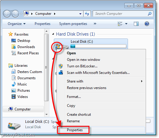 Windows 7 Backup - lokaler Datenträger c: Eigenschaften