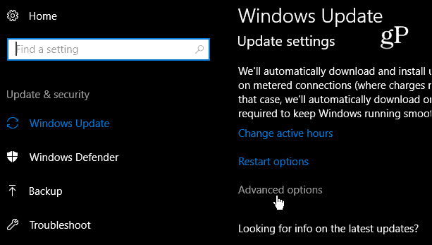 Erweiterte Windows 10-Update-Einstellungen