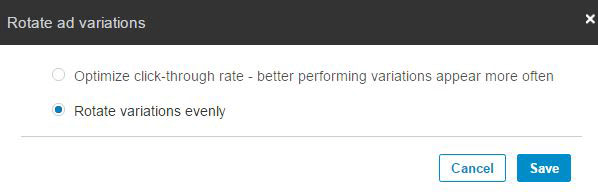 Stellen Sie sicher, dass Sie im LinkedIn Campaign Manager die Option "Variationen gleichmäßig drehen" auswählen.