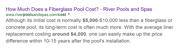 Der Artikel von River Pools über die Kosten eines Glasfaserpools taucht zuerst bei der Suche nach diesem Thema auf.