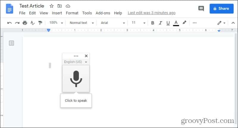 Google Docs Sprachmikrofon