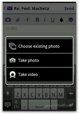 Yahoo Mail Android Foto hinzufügen Video