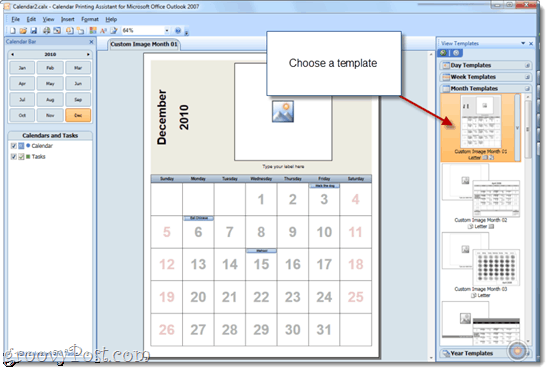 Überlagerte Kalender mit Office 2010 drucken