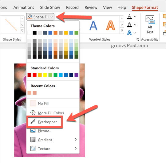 Mit dem Pipettenwerkzeug in Excel