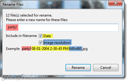 Hinzufügen von Datum und Auflösung zu Picasa-Dateinamen