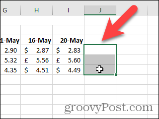 Wählen Sie Zellen für Sparklines in Excel aus