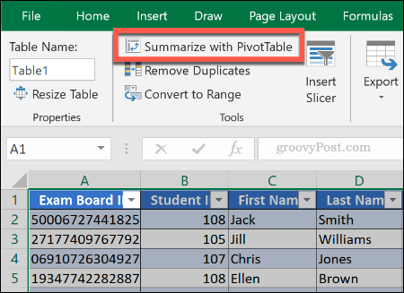 Erstellen einer Pivot-Tabelle aus einer vorhandenen Tabelle in Excel