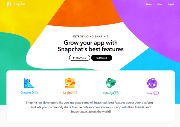 Snap Inc. führte Snap Kit ein, ein vollwertiges Entwickler-Kit, mit dem App-Hersteller einige der besten Teile von Snapchat in ihre Apps integrieren können.