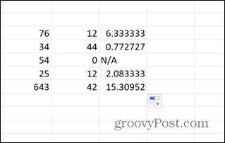 Ergebnisse der Excel-Formel