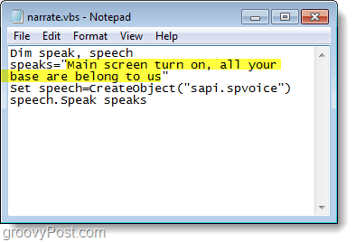 Erstellen Sie einen Erzählertext in Windows 7