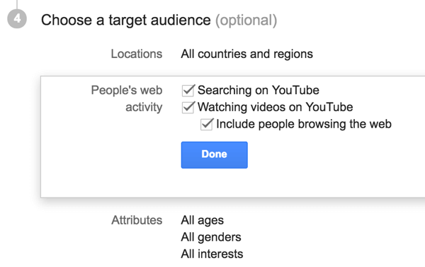 Wähle die Zielgruppe für deine YouTube-Anzeige.