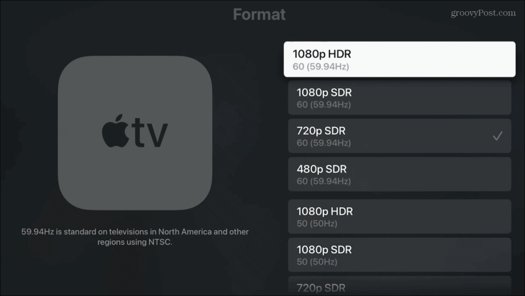 Ändern Sie die Bildschirmauflösung von Apple TV