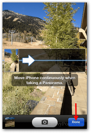 IPhone iOS Panoramafoto aufnehmen - Tippen Sie auf Fertig