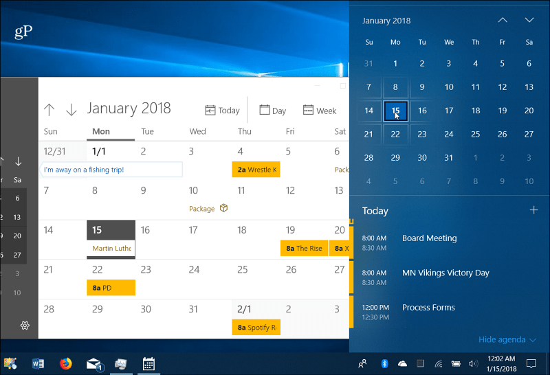 Kalenderereignisse Windows 10 Taskleiste