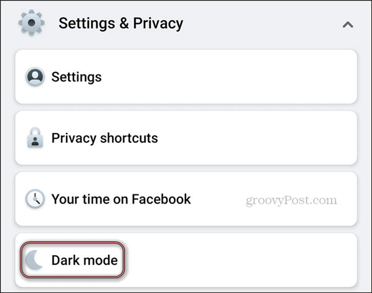 Facebook Dark Mode Android-Einstellungen Datenschutz Dark Mode