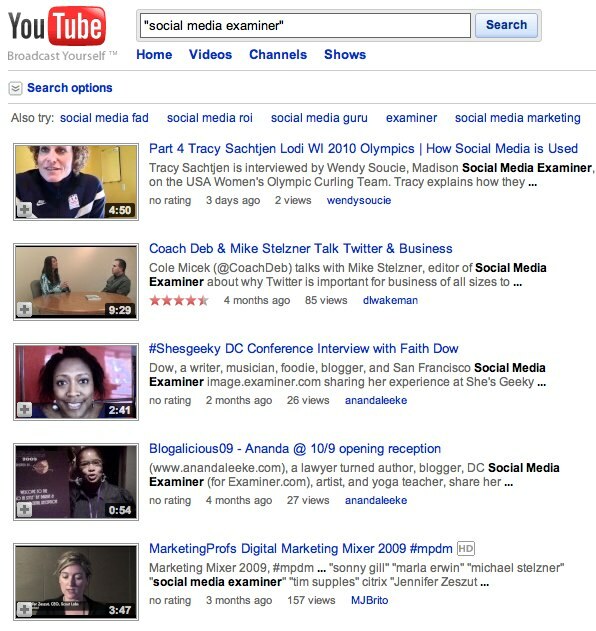 YouTube-Suchergebnisse