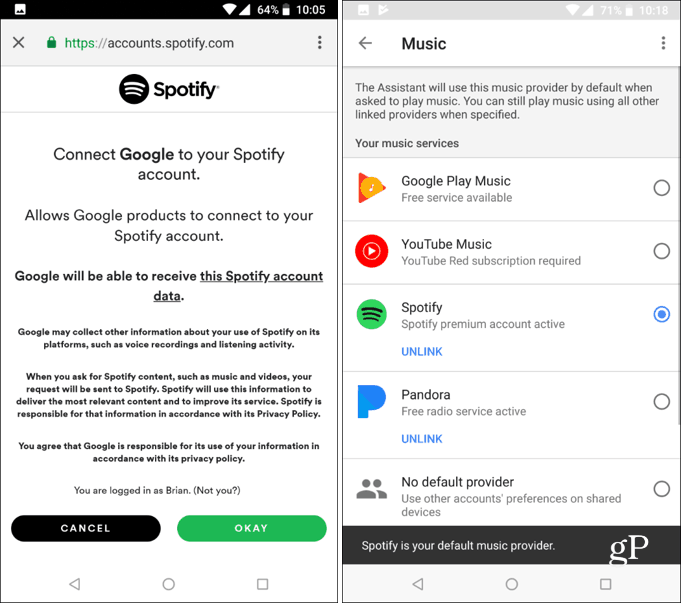 Legen Sie den Standard-Musikdienst für Google Assistant fest