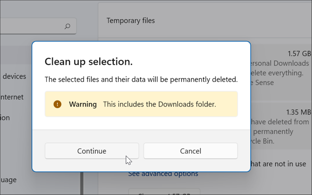 VERIFIKATIONSMELDUNG Temporäre Dateien unter Windows 11 löschen