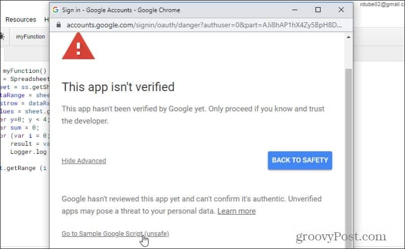 nicht verifizierte App
