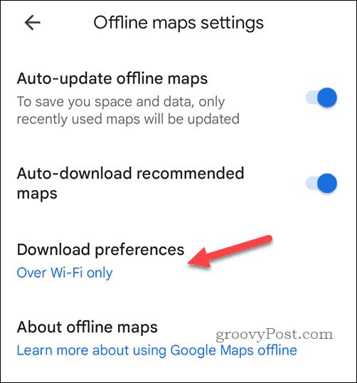 Download-Einstellungen für Offline-Karten von Google Maps