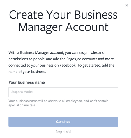 Geben Sie Ihren Firmennamen ein, um Ihr Geschäftskonto einzurichten.