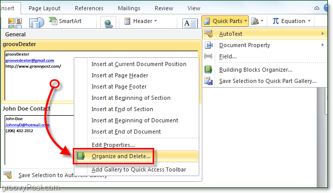 Anleitung zur Verwendung von Autotext-Kurzteilen in Office 2010